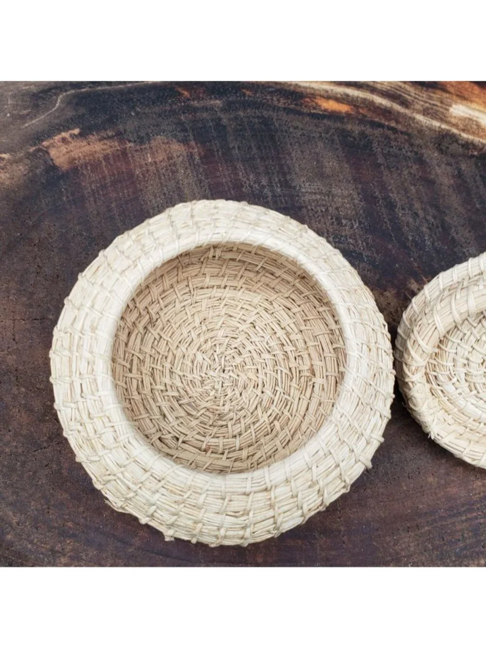 Small Handwoven Lidded Trinket Box Ring Keeper Keepsake Natural Fiber Coiled